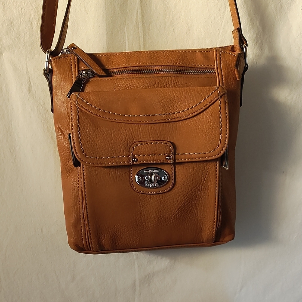 Born Concepts Tan Leather Crossbody Bag